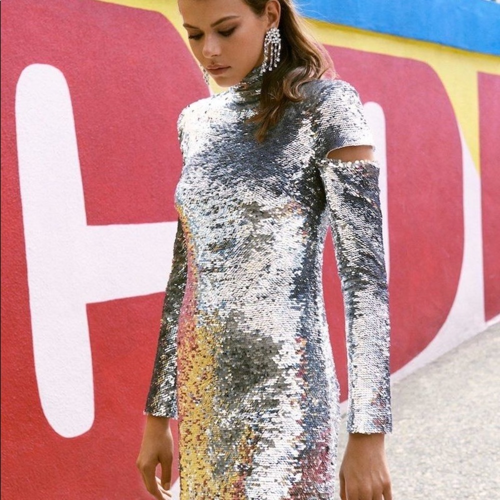 Helmut Lang Disco Mini Sequin Dress, S